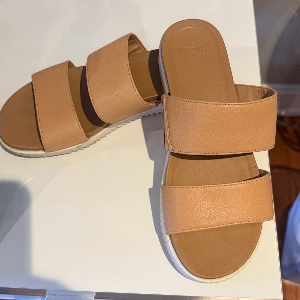 UGG Women's Tan Double-Strap Slide Mules